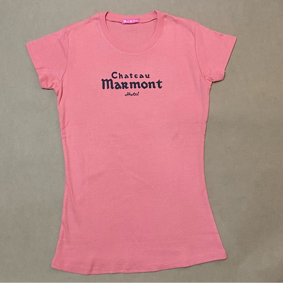 Chateau Marmont Hotel coral pink baby tee - Picture 1 of 5